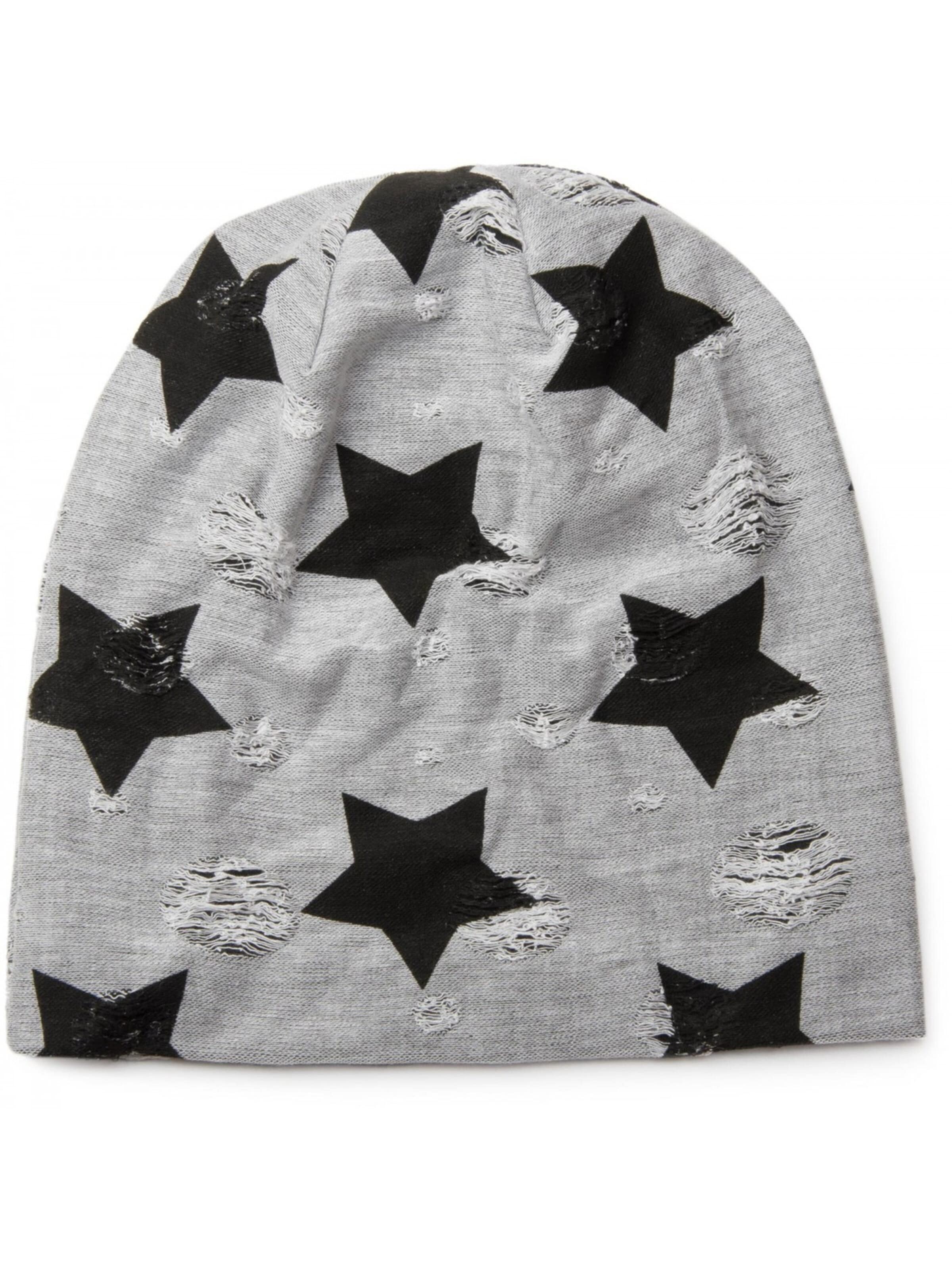 styleBREAKER Mütze 'Beanie mit Sterne & Punkte Muster'‌‌‌‌‌‌‌‌‌‌ in Grau