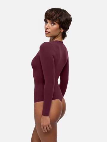 cfab - Body moldeador 'Clean Longsleeve Crewneck Sculpting Bodysuit with String' en rojo