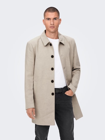 Only & Sons Between-Seasons Coat 'Terry' in Beige: front