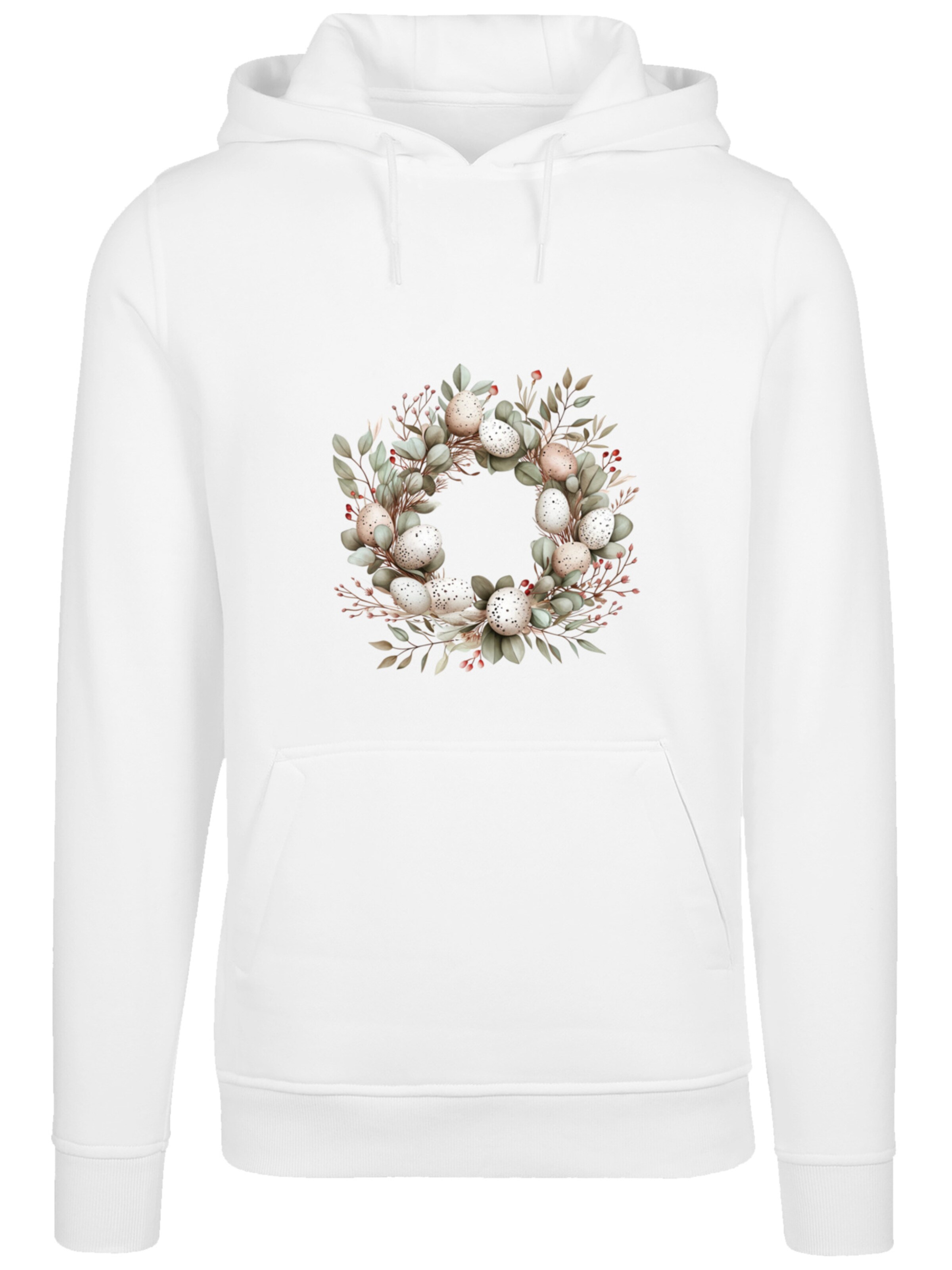 F4NT4STIC Sweatshirt 'Osterkranz Eierkranz Blumenring' in Wit: voorkant