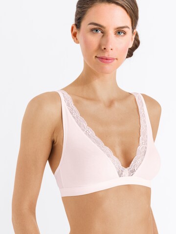 Hanro - Triangular Soutien ' Cotton Lace ' em bege: frente
