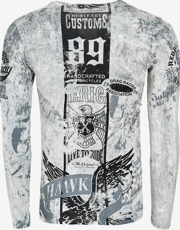 Rusty Neal Langarmshirt mit plakativem Front & Back Print in Grau