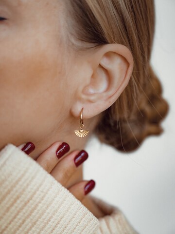 Hey Happiness Earrings 'Fan Hoops' in Gold: front