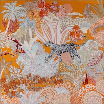 Foulard ' Leopard Camouflage ' di Roeckl in arancione: frontale