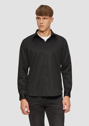 s.Oliver Regular fit Button Up Shirt in Black: front
