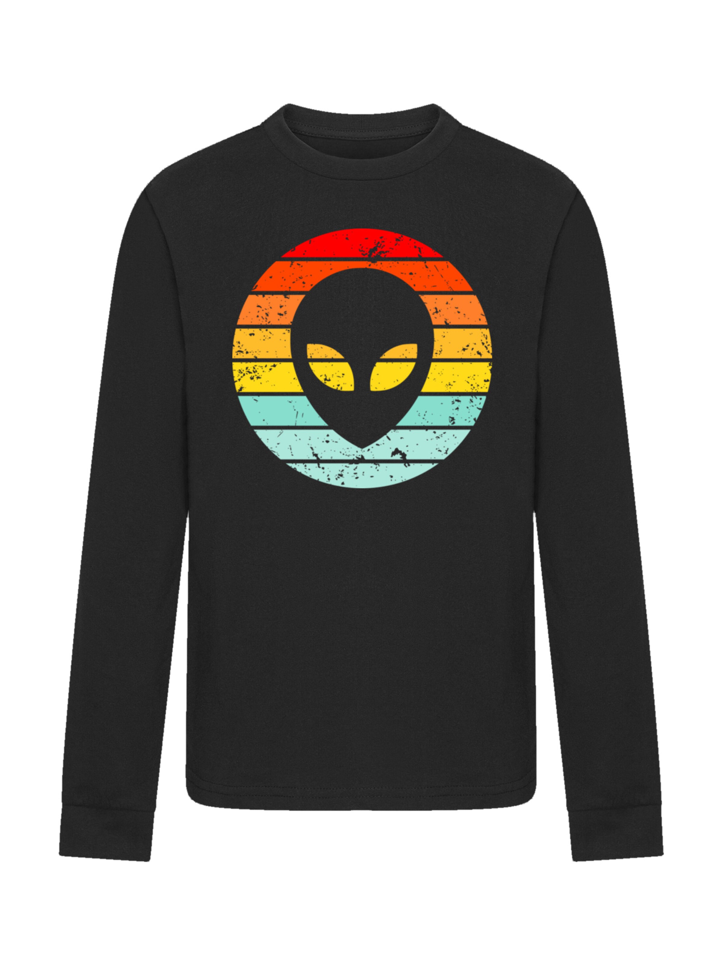 F4NT4STIC Shirt 'Alien Retro Sonnenuntergang' in Zwart: voorkant