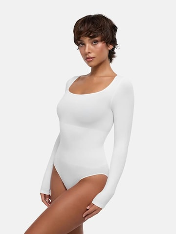 cfab - Body moldeador 'Clean Longsleeve Squareneck Sculpting Bodysuit with Slip' en blanco
