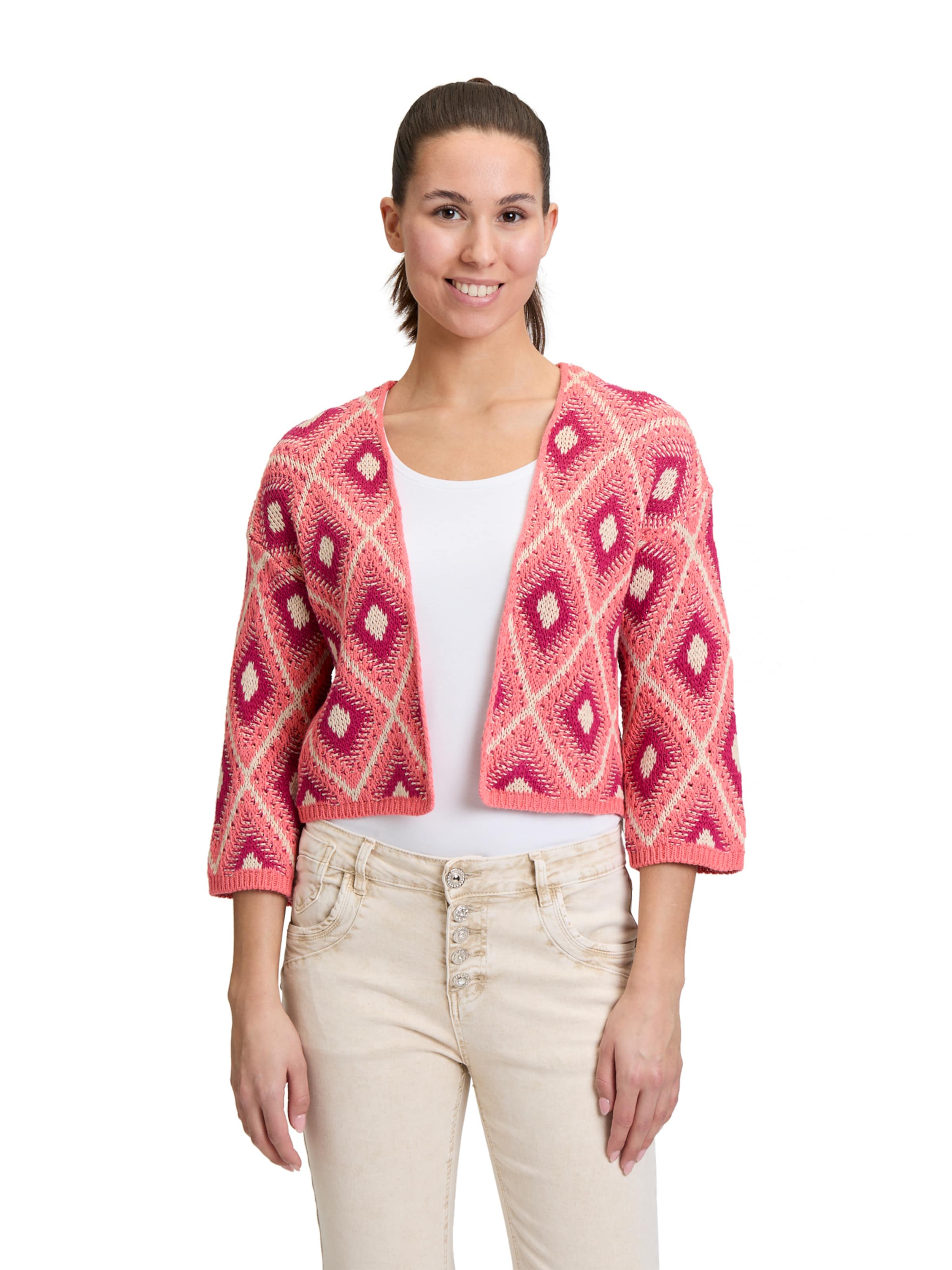Cartoon Knit cardigan in Pink: front