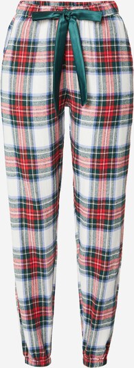 Hunkemöller Pantalon de pyjama en bleu / vert foncé / rouge / blanc, Vue avec produit