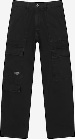 Pull&Bear Regular Cargo jeans in Black: front