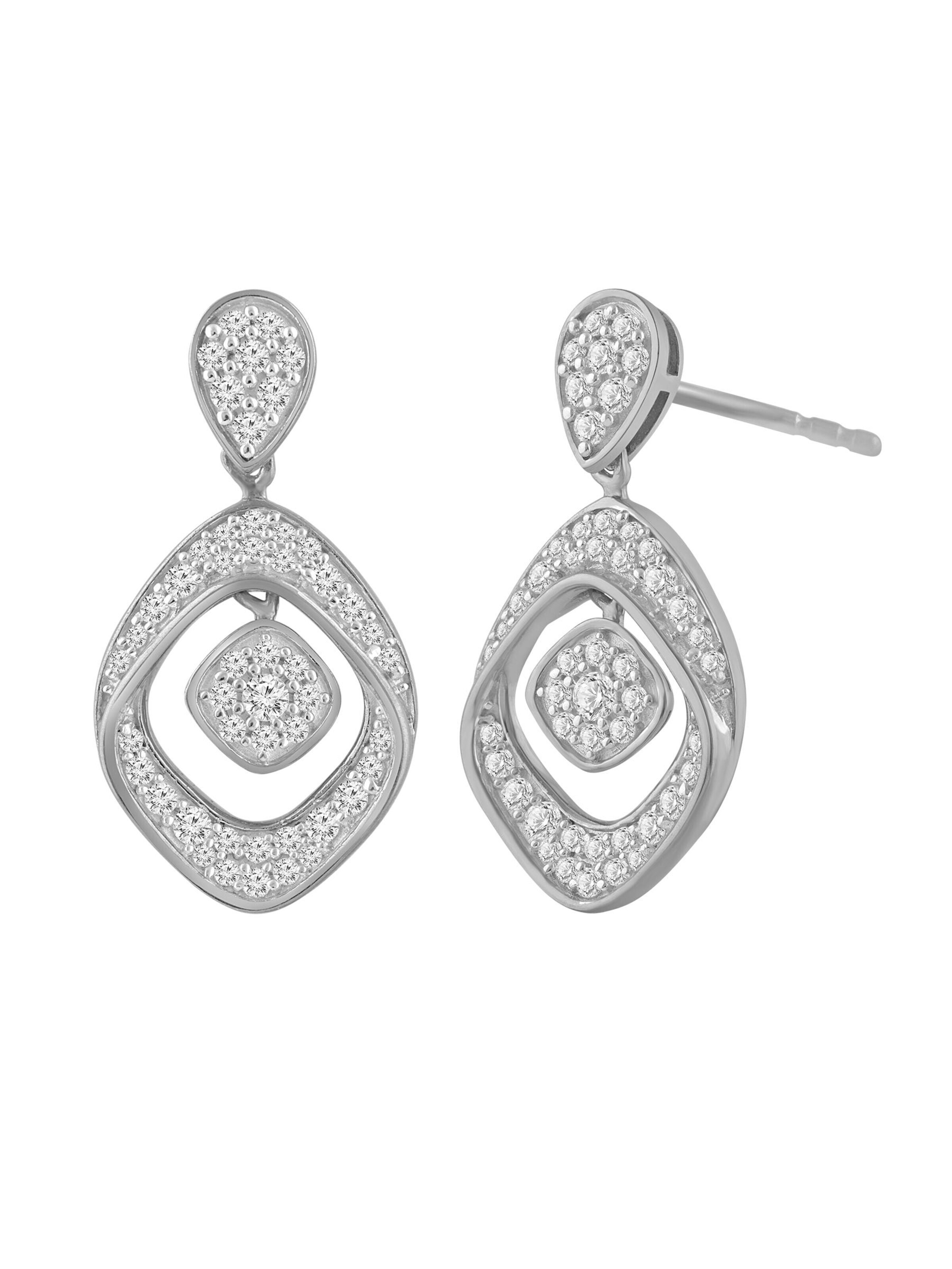 Diamant Exquis - Pendientes 'Ohrringe aus 585 Weißgold mit Diamant' en plata