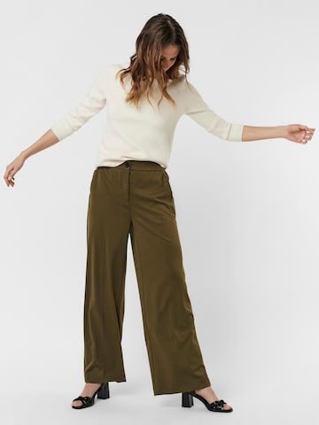 VERO MODA Wide leg Pleated Pants 'Berta' in Brown