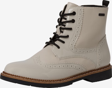 s.Oliver Lace-Up Ankle Boots in Beige: front