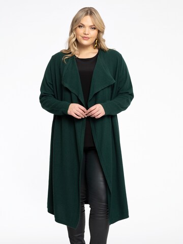 Yoek Knit Cardigan in Green: front