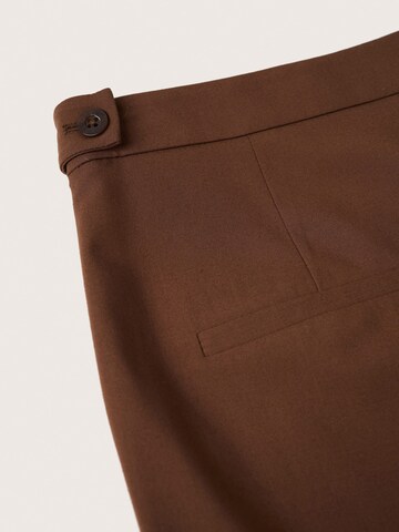 MANGO Loose fit Pleat-Front Pants 'Charlie' in Brown