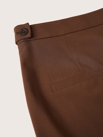 MANGO Loose fit Pleat-Front Pants 'Charlie' in Brown