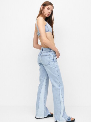 Wide leg Jeans de la Pull&Bear pe albastru