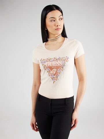 GUESS T-Shirt 'Blumen' in Pink: Vorderseite