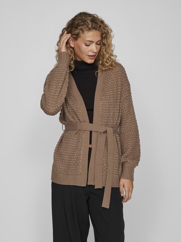 VILA Knit Cardigan 'Liomy' in Brown: front