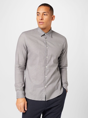 BOSS Black - Regular Fit Camisa 'Liam' em cinzento: frente