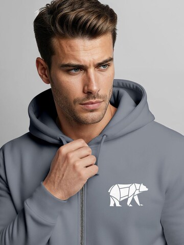 Neverless Sweatjacke 'Bär Lineart Polygon'‌‌‌‌‌‌‌ in Grau