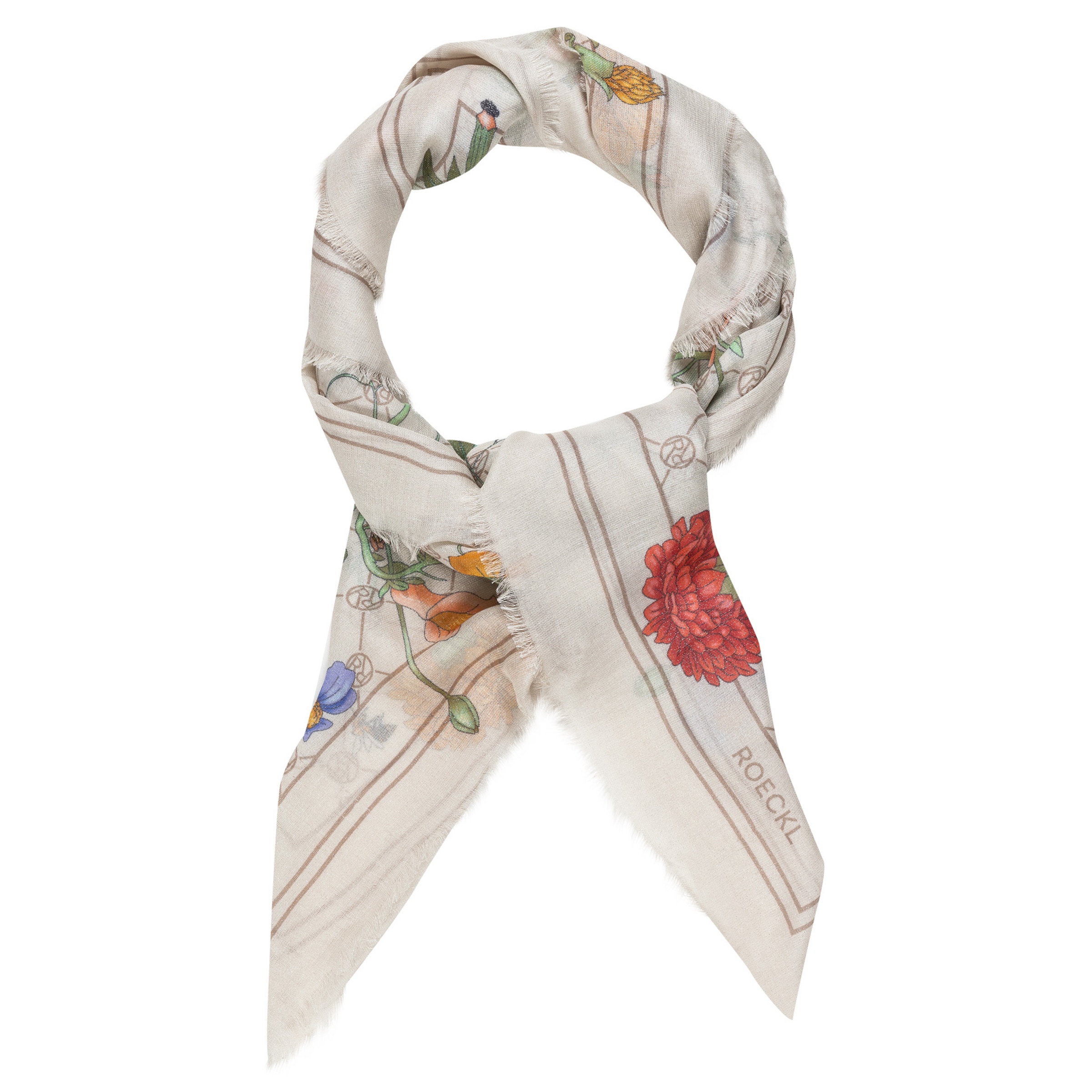 Roeckl Shawl &#x27;GLOWING BOUQUET&#x27; in Beige