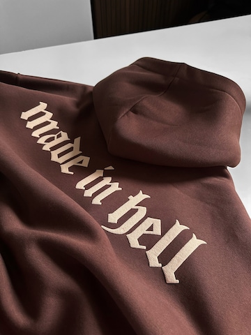 Kleidermafia Sweatshirt 'Oversize Made in Hell Hoodie - Brown' in Brown