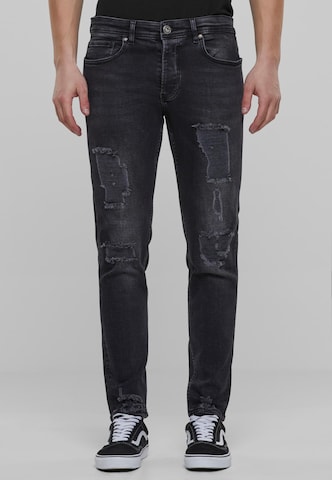 2Y Premium Regular Jeans in Zwart: voorkant