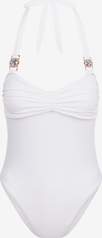 Moda Minx Push-up Badpak 'Amour Rouched' in Wit: voorkant