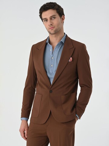 Coupe slim Veste de costume Antioch en marron : devant