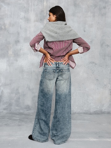 Bershka Wide leg Jeans in Blauw