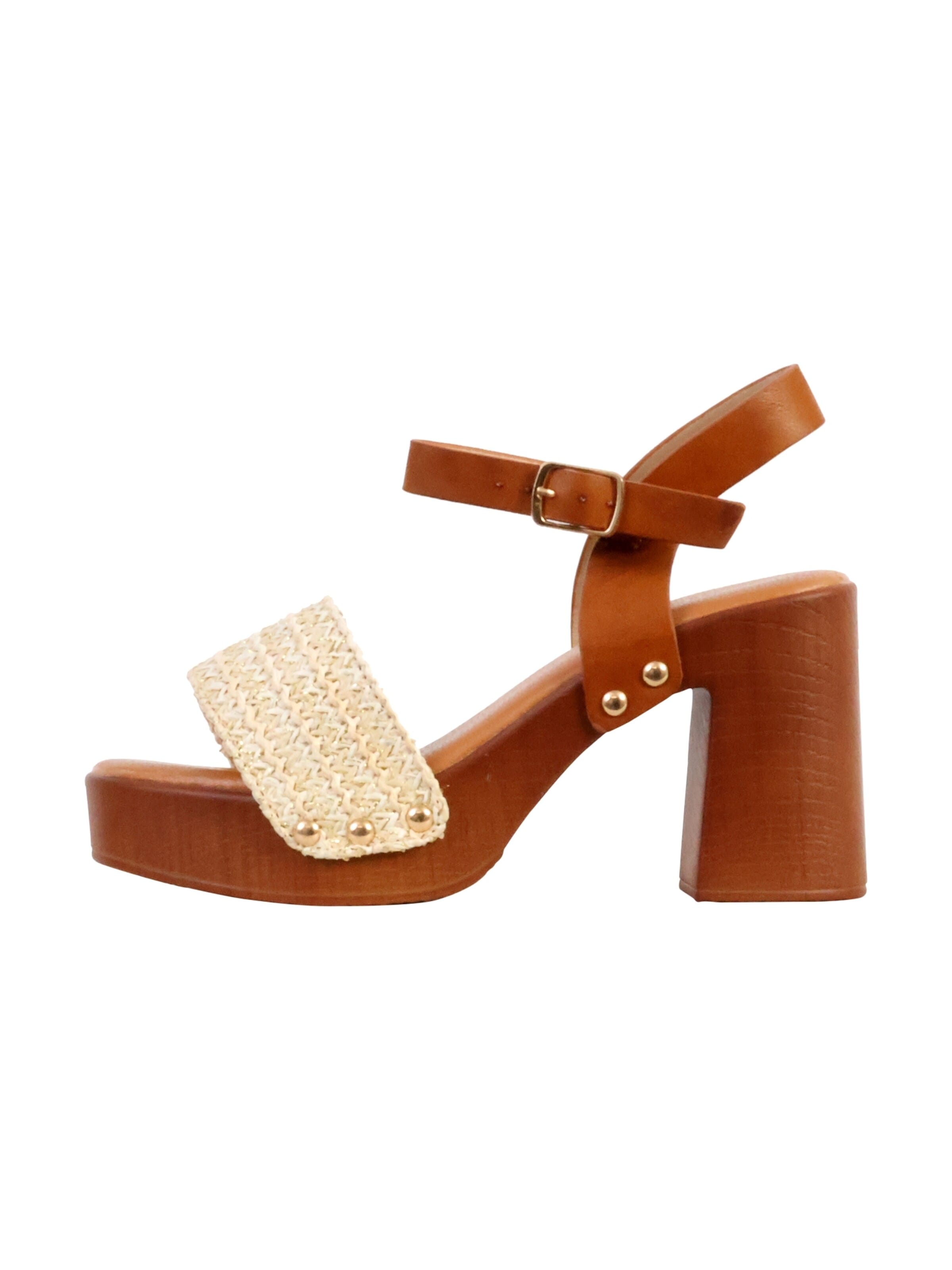 Sandales 'Sandalen mit Absatz und Riemchen' Joia en beige : devant