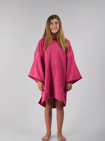 Pacifique Sud Bathrobe 'Poncho Surf' in Pink: front