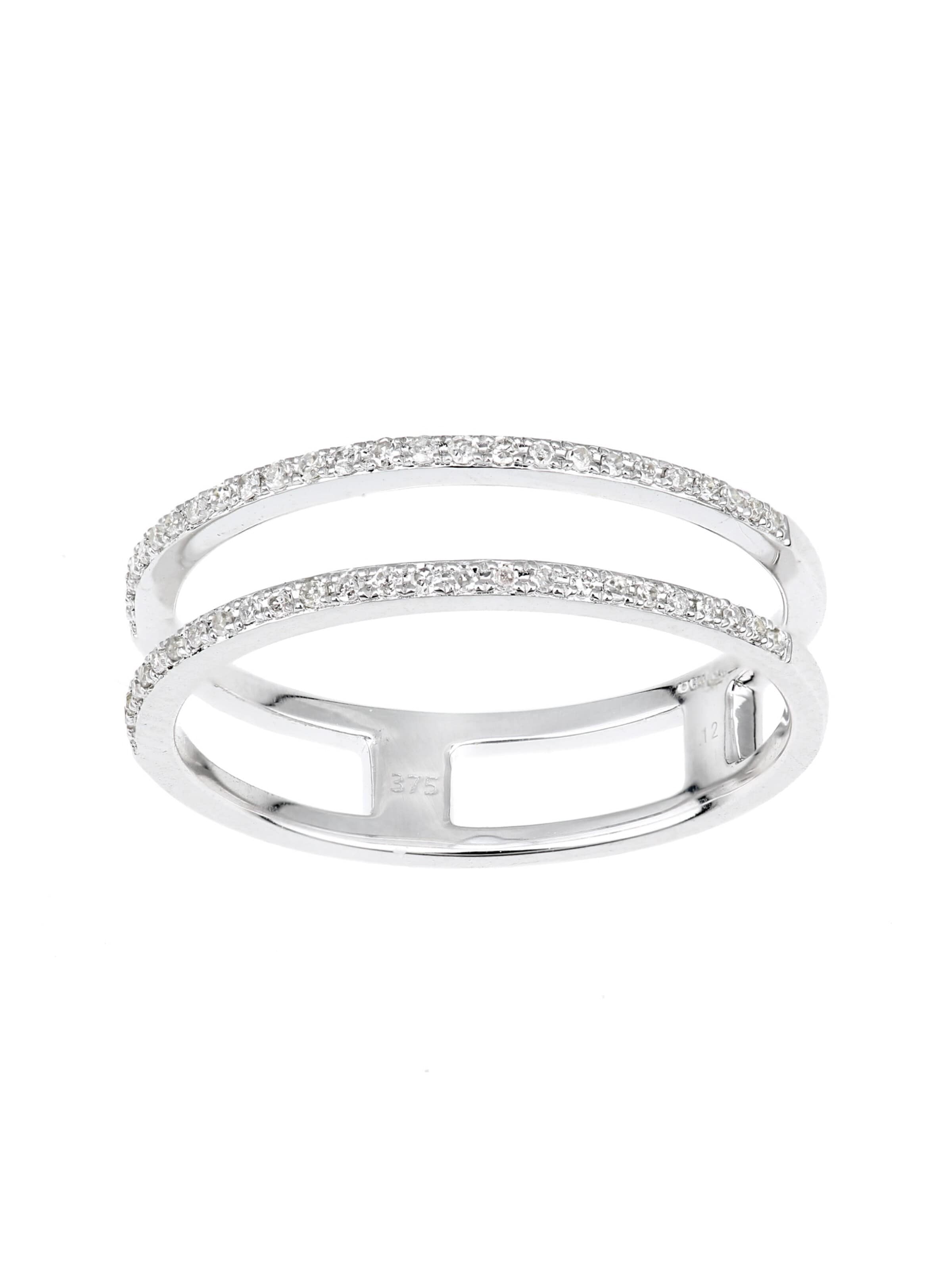DIAMANT LETERNEL Ring 'Ring aus 375 Weißgold mit Diamant'‌‌‌‌‌‌‌ in Silber: Vorderseite