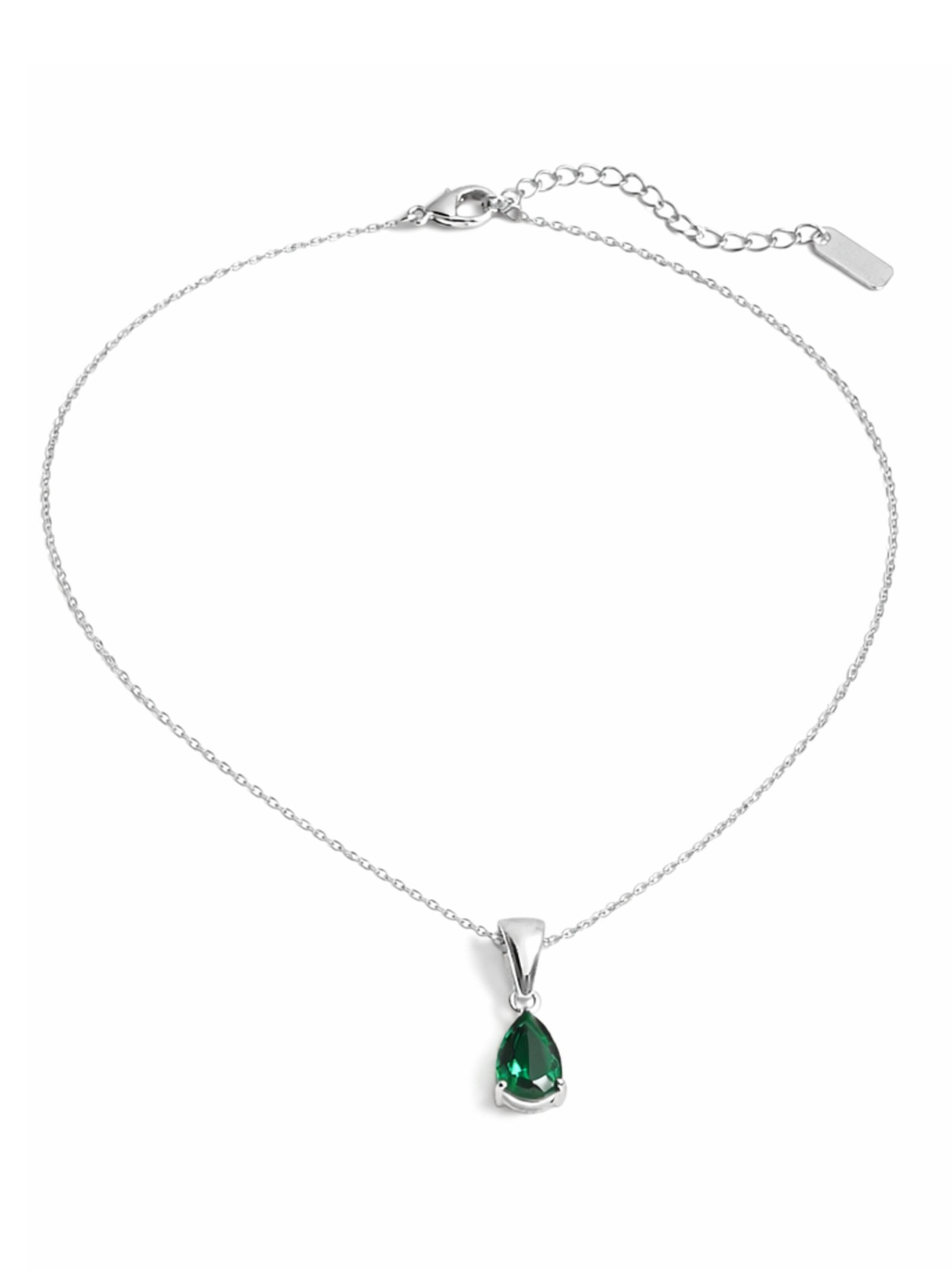 Pure Schmuck Kette 'Royal Drop Halskette Silber | Bridgerton'‌‌‌‌‌‌‌‌‌ in Grün: Vorderseite