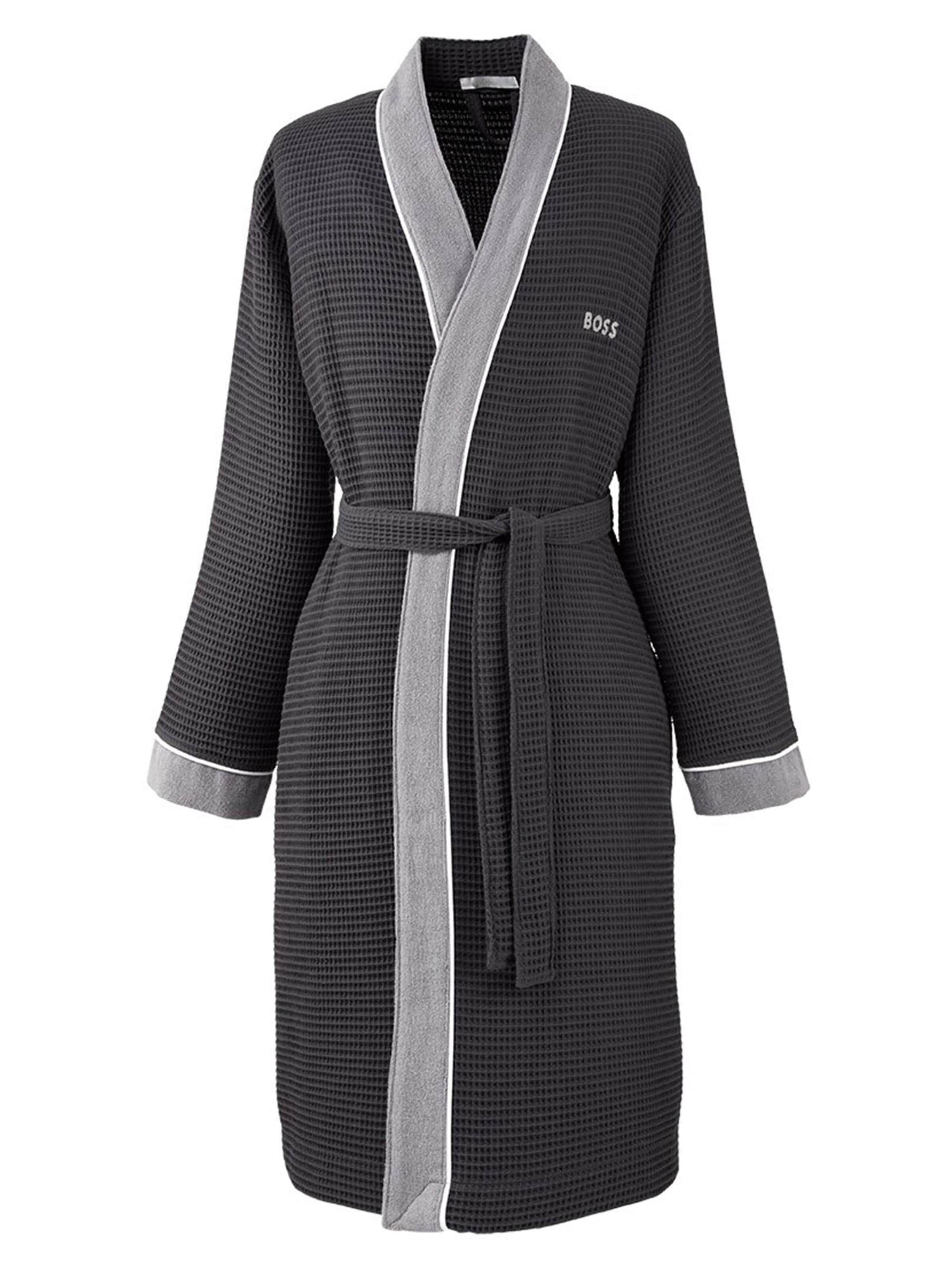 BOSS Home Long Bathrobe 'THERMS' in Grey: front