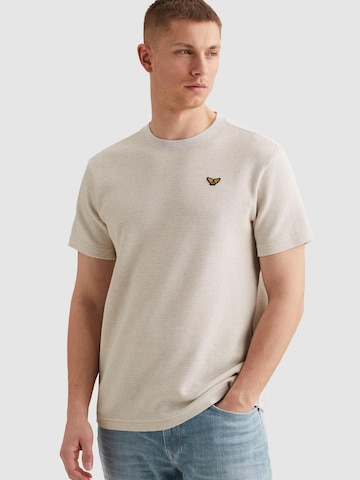 PME Legend Paita 'T-shirt with two-tone stripe pattern and texture' värissä beige: etupuoli