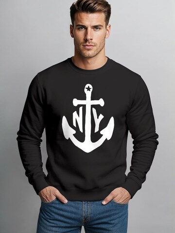 Neverless Sweatshirt 'NY Anker'‌‌‌‌ in Schwarz