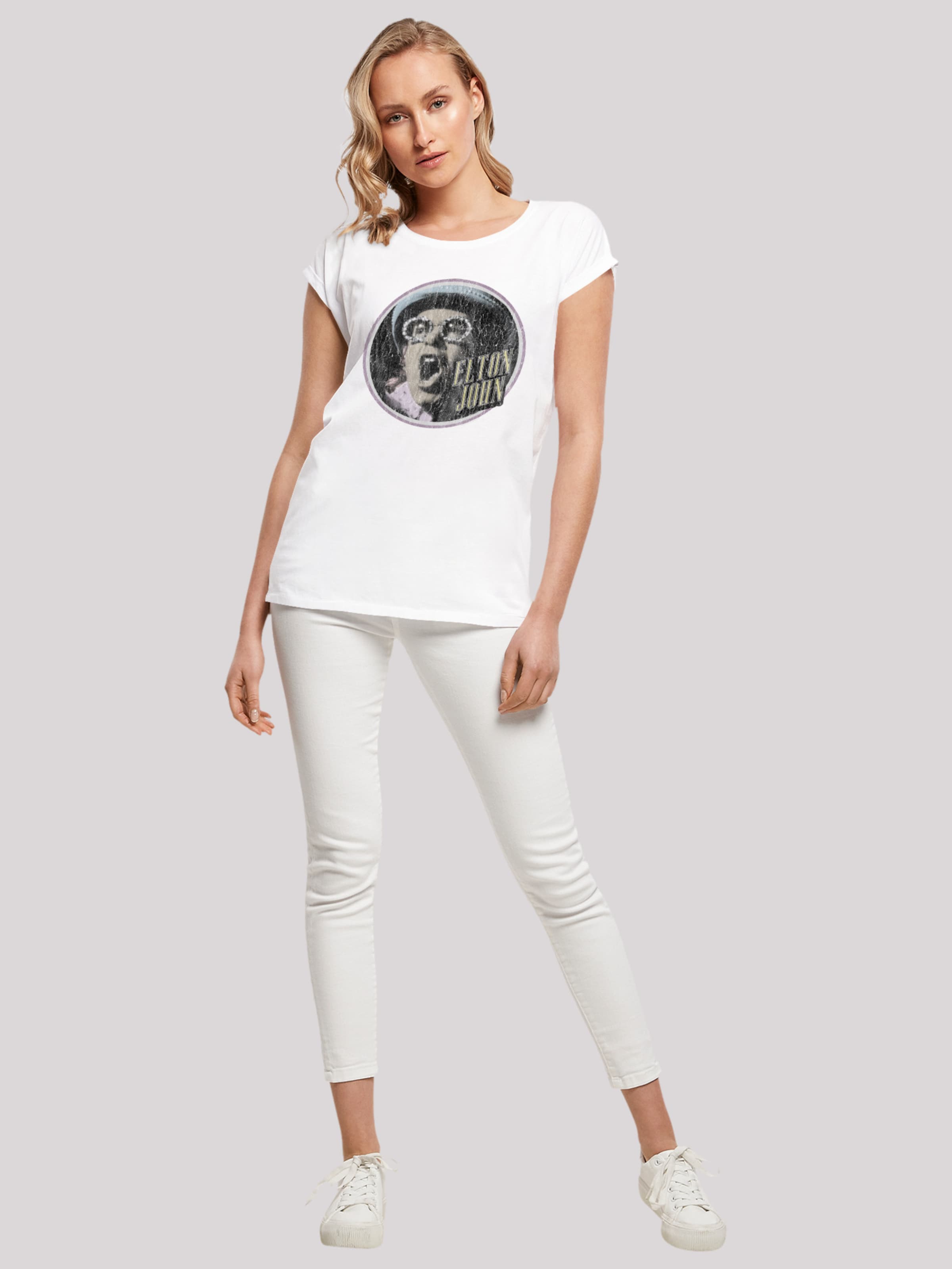 F4NT4STIC Shirt 'Elton John Vintage Circle' in White | ABOUT YOU