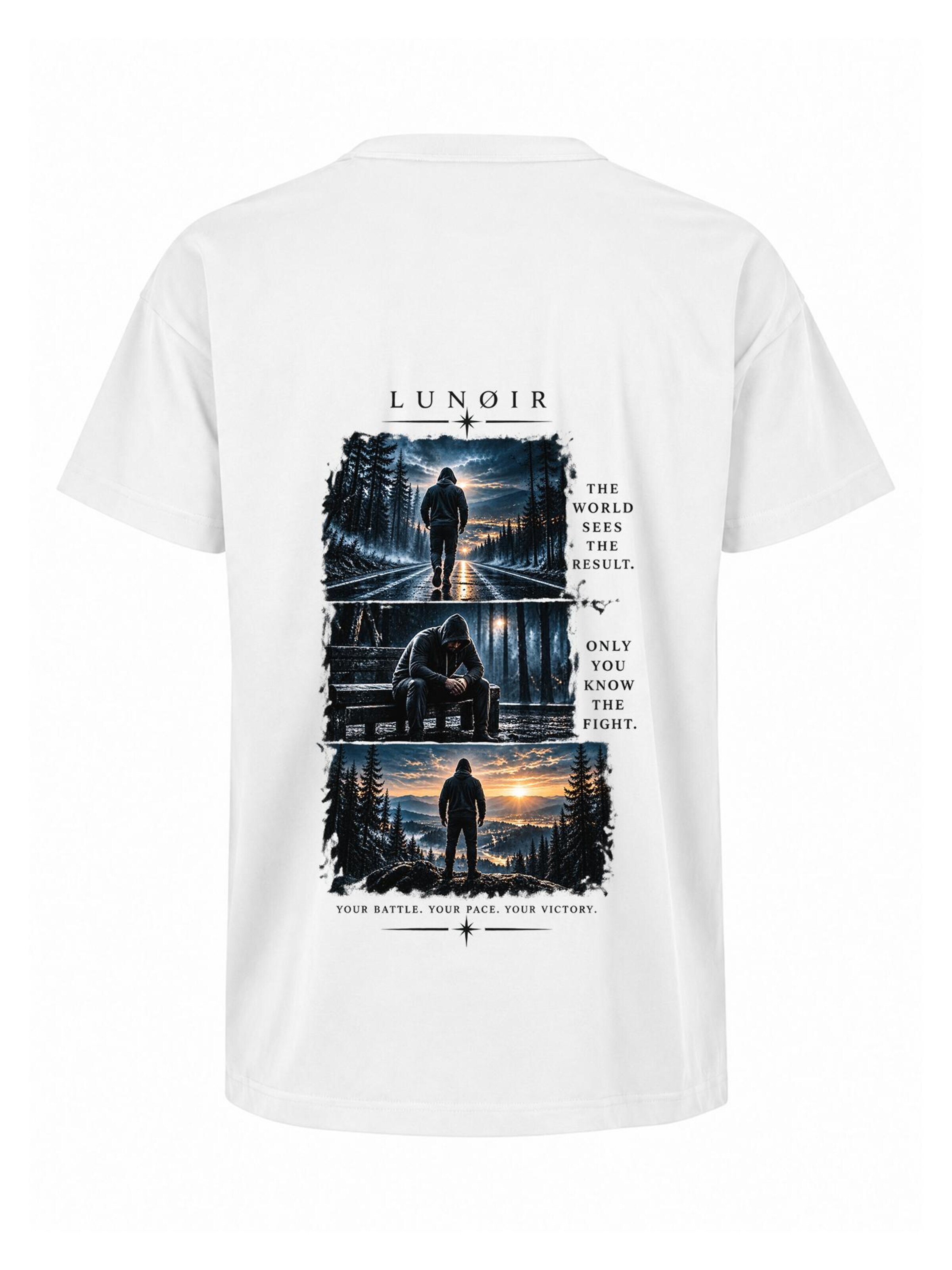T-Shirt 'Only You Know the Fight' LUNØIR Studio en blanc : devant