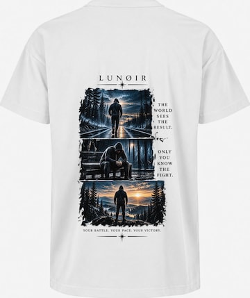 LUNØIR Studio Shirt 'Only You Know the Fight' in Weiß: Vorderseite