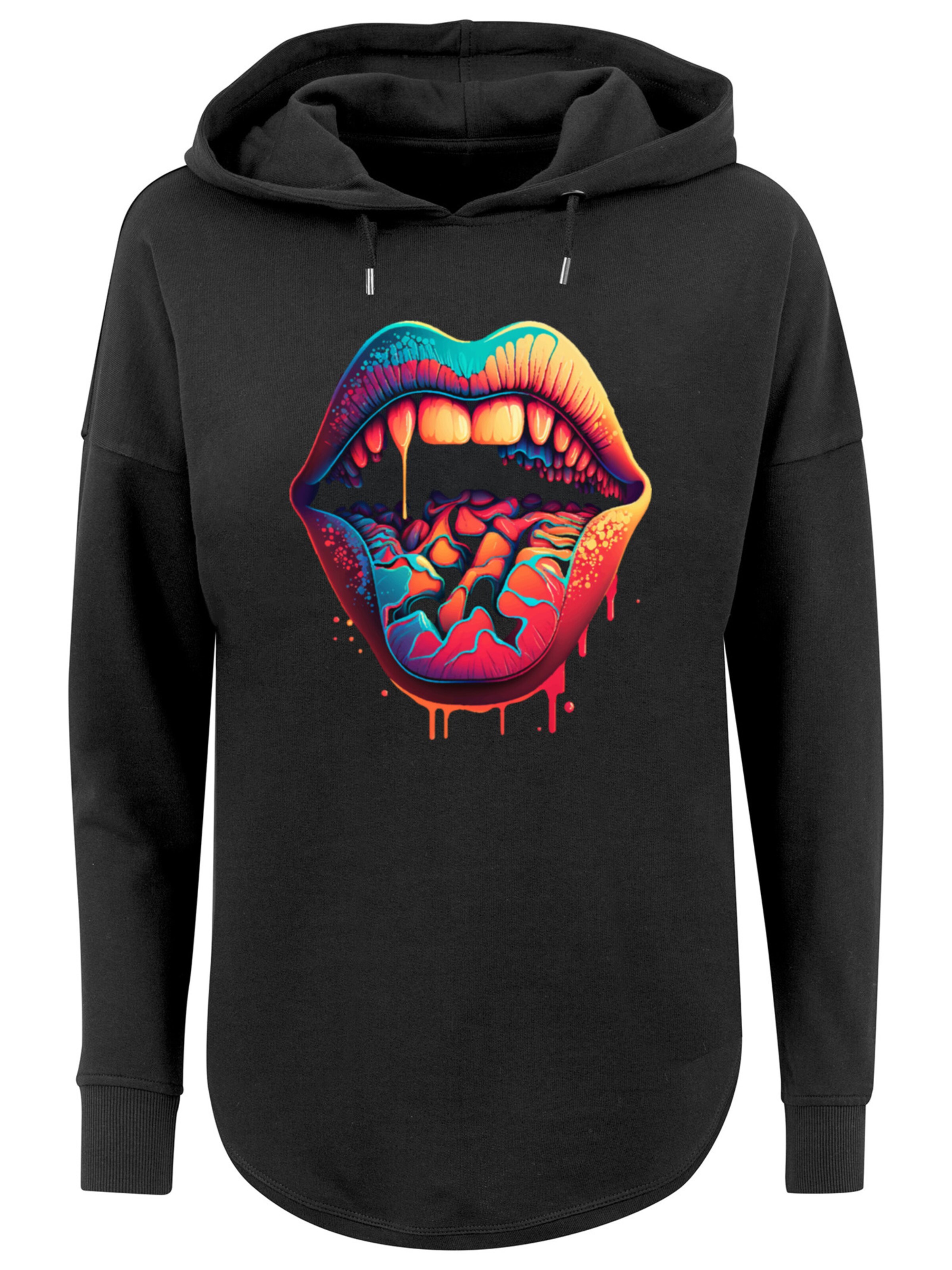 F4NT4STIC Sweatshirt 'Drooling Lips' in Schwarz: Vorderseite