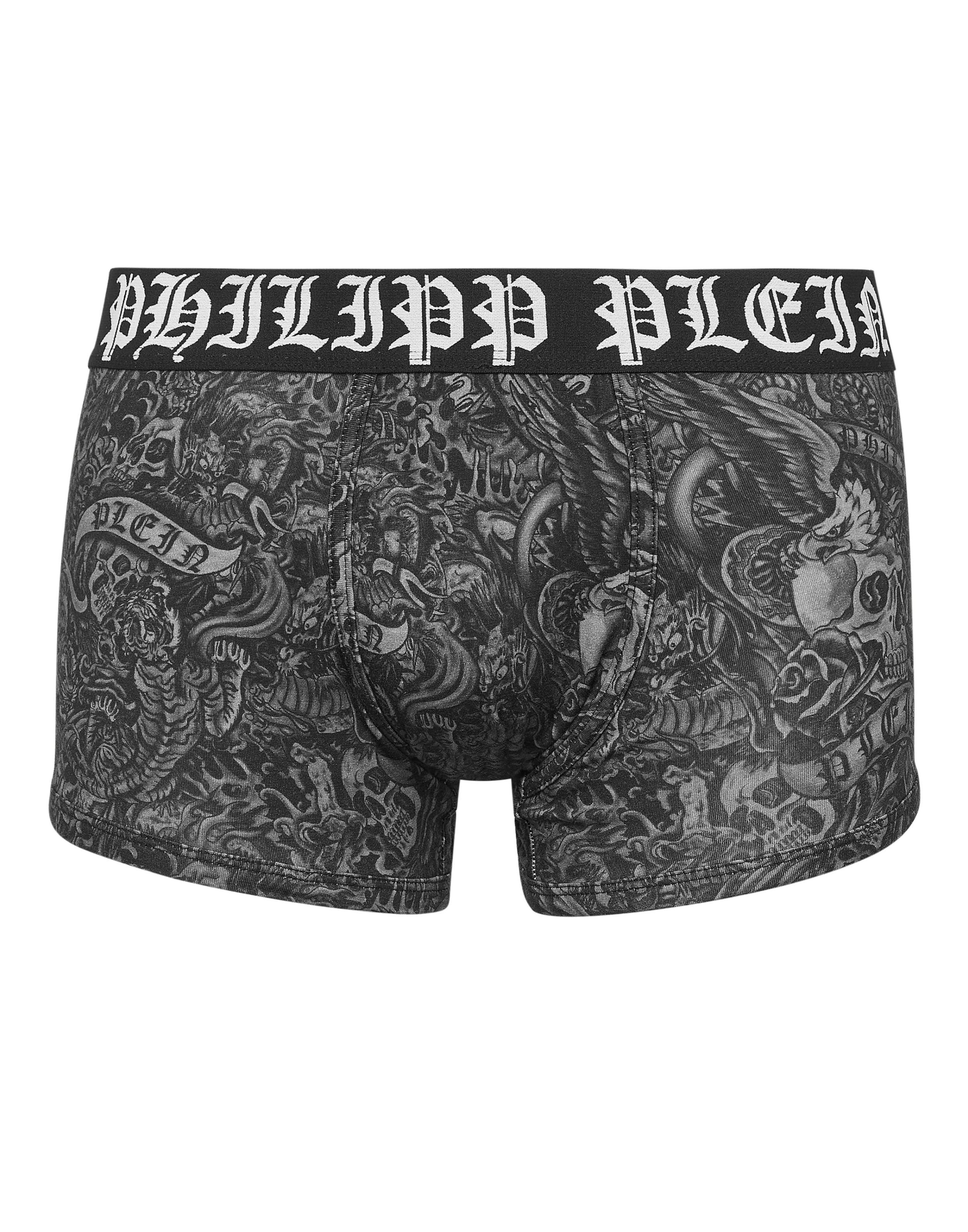 Philipp Plein - Boxers 'Tattoo' em preto: frente