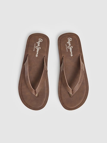 Pepe Jeans T-Bar Sandals 'SURF ISLAND' in Brown