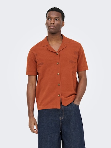 Only & Sons Comfort fit Button Up Shirt 'jam' in Red: front