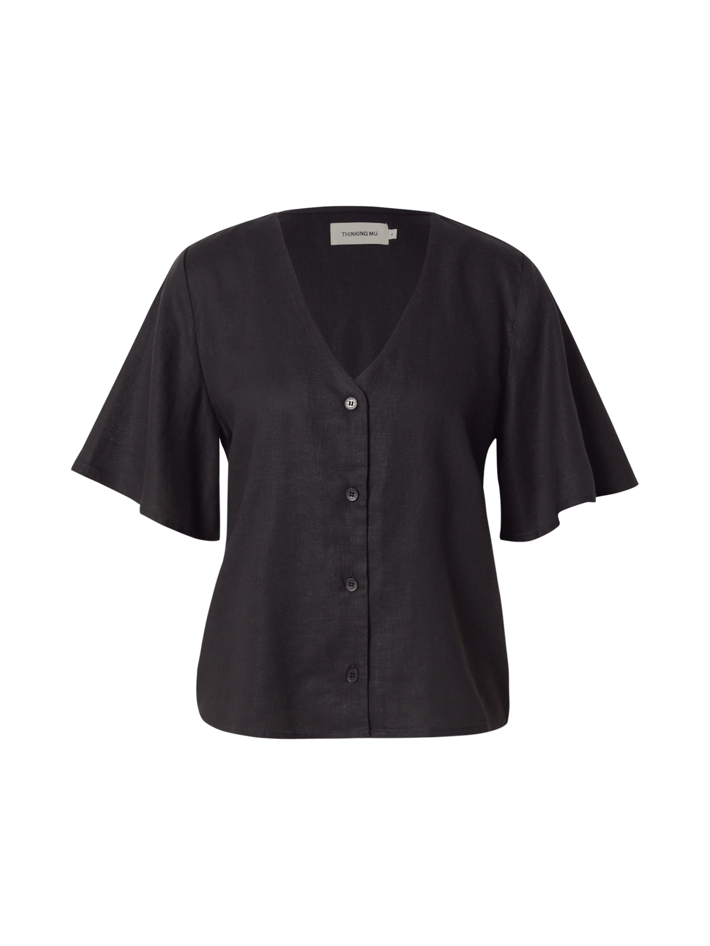 Thinking MU Bluse 'Hemp Libelula' in Schwarz: Vorderseite