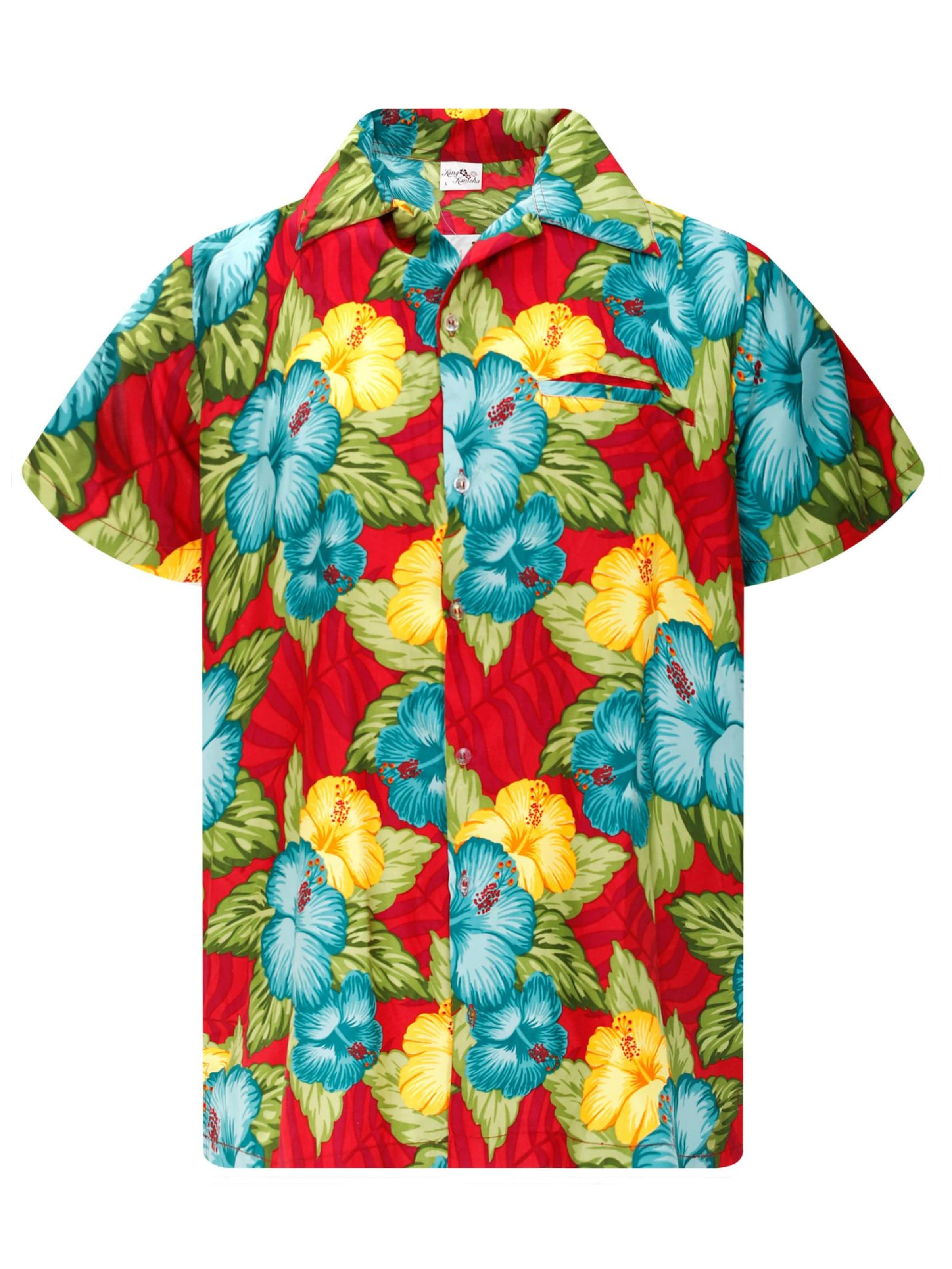 Maglietta 'Wild Flowers' di King Kameha in rosso: frontale