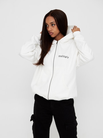 Multiply Apparel Zip-Up Hoodie 'OLD LONDON' in White