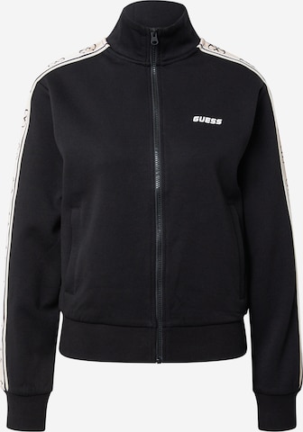 GUESS Athletic Zip-Up Hoodie 'BRITNEY' in Black: front