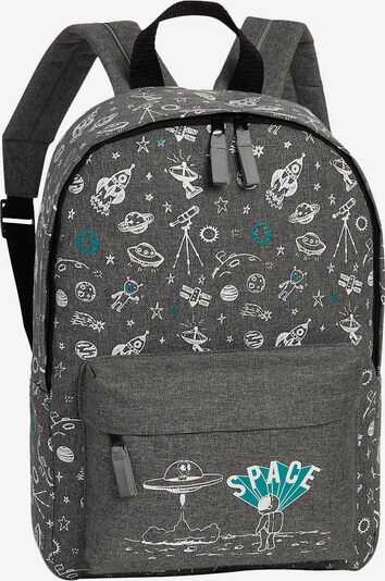 FABRIZIO Backpack 'Good Vibes' in Cyan blue / Dark grey / White, Item view